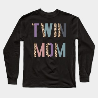 Twin Mom Shirt, Mother_s Day Shirt, Twin Mom Tshirt, Leopard Long Sleeve T-Shirt